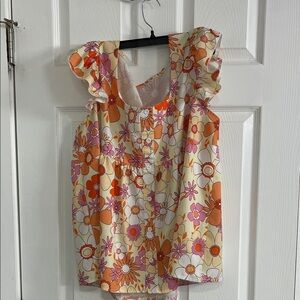 SHEIN Colorful Floral Ruffle Blouse